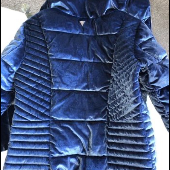 Guess Marciano MEDIUM cobalt bluewinter coat velvet velour - Picture 4 of 6